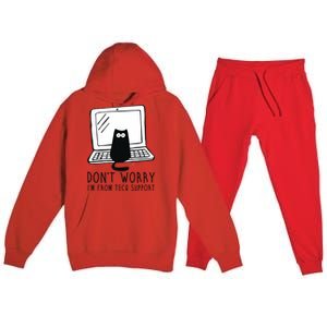 Don't Worry I'm From Tech Support Funny Cat Premium Hooded Sweatsuit Set