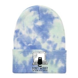 Don't Worry I'm From Tech Support Funny Cat Tie Dye 12in Knit Beanie