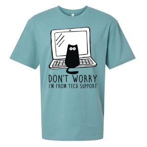 Don't Worry I'm From Tech Support Funny Cat Sueded Cloud Jersey T-Shirt