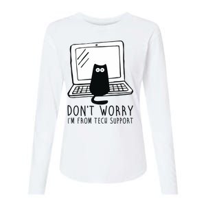 Don't Worry I'm From Tech Support Funny Cat Womens Cotton Relaxed Long Sleeve T-Shirt