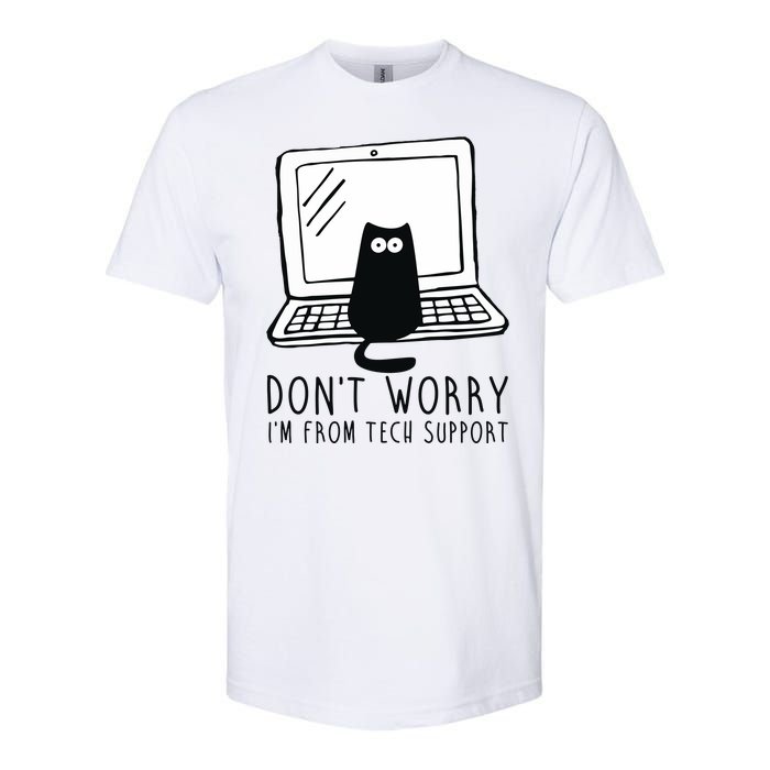 Don't Worry I'm From Tech Support Funny Cat Softstyle CVC T-Shirt