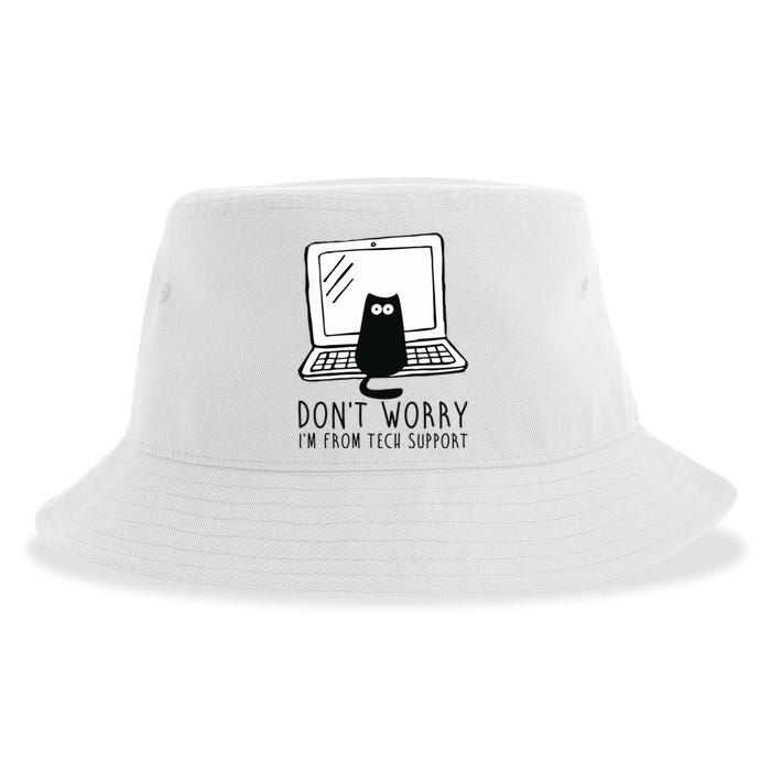 Don't Worry I'm From Tech Support Funny Cat Sustainable Bucket Hat