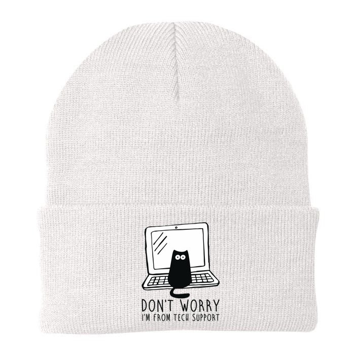 Don't Worry I'm From Tech Support Funny Cat Knit Cap Winter Beanie