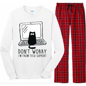 Don't Worry I'm From Tech Support Funny Cat Long Sleeve Pajama Set