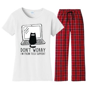 Don't Worry I'm From Tech Support Funny Cat Women's Flannel Pajama Set