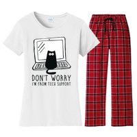 Don't Worry I'm From Tech Support Funny Cat Women's Flannel Pajama Set