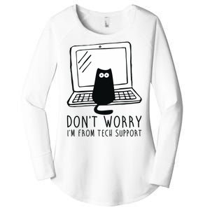 Don't Worry I'm From Tech Support Funny Cat Women's Perfect Tri Tunic Long Sleeve Shirt