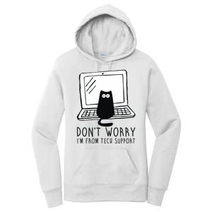 Don't Worry I'm From Tech Support Funny Cat Women's Pullover Hoodie