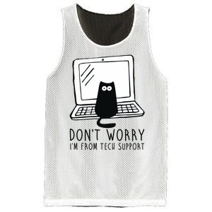 Don't Worry I'm From Tech Support Funny Cat Mesh Reversible Basketball Jersey Tank