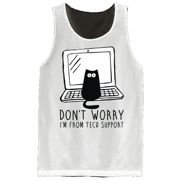 Don't Worry I'm From Tech Support Funny Cat Mesh Reversible Basketball Jersey Tank