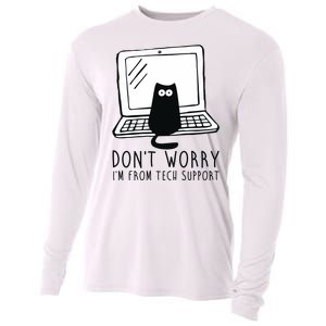 Don't Worry I'm From Tech Support Funny Cat Cooling Performance Long Sleeve Crew