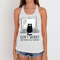 Don't Worry I'm From Tech Support Funny Cat Women's Knotted Racerback Tank