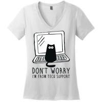 Don't Worry I'm From Tech Support Funny Cat Women's V-Neck T-Shirt