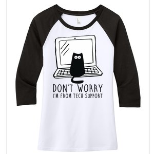 Don't Worry I'm From Tech Support Funny Cat Women's Tri-Blend 3/4-Sleeve Raglan Shirt