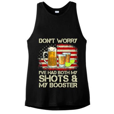 Don't Worry I've Had Both My Shots And Booster American Flag Ladies PosiCharge Tri-Blend Wicking Tank