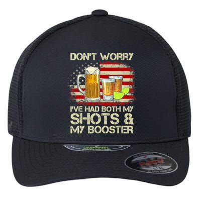 Don't Worry I've Had Both My Shots And Booster American Flag Flexfit Unipanel Trucker Cap
