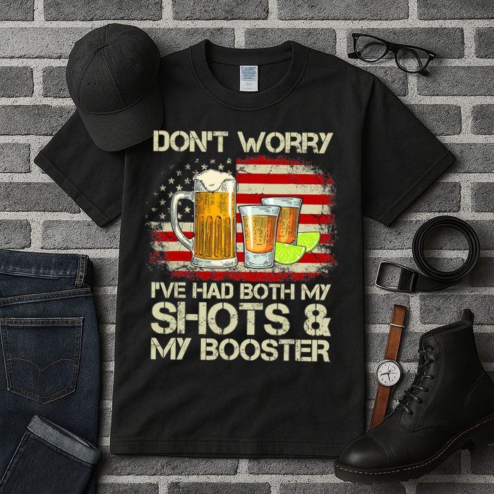 Don't Worry I've Had Both My Shots And Booster American Flag Tall T-Shirt
