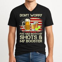 Don't Worry I've Had Both My Shots And Booster American Flag V-Neck T-Shirt