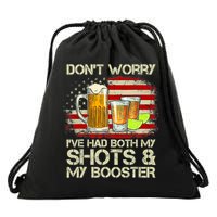 Don't Worry I've Had Both My Shots And Booster American Flag Drawstring Bag