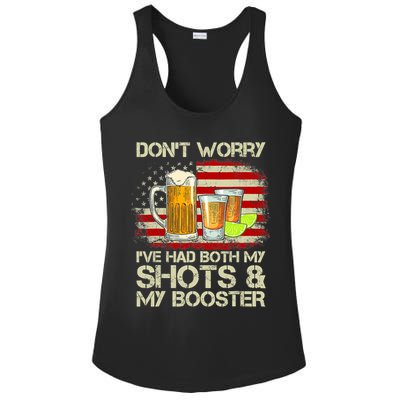 Don't Worry I've Had Both My Shots And Booster American Flag Ladies PosiCharge Competitor Racerback Tank