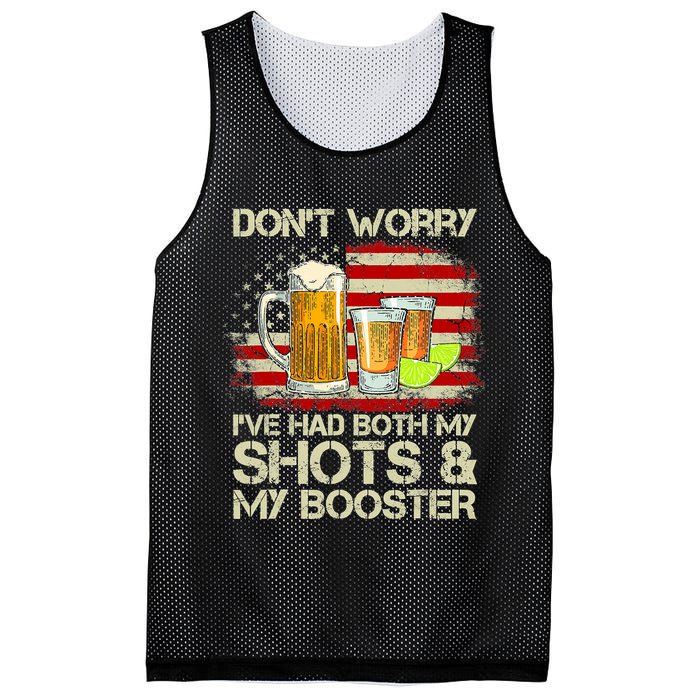 Don't Worry I've Had Both My Shots And Booster American Flag Mesh Reversible Basketball Jersey Tank
