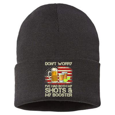 Don't Worry I've Had Both My Shots And Booster American Flag Sustainable Knit Beanie