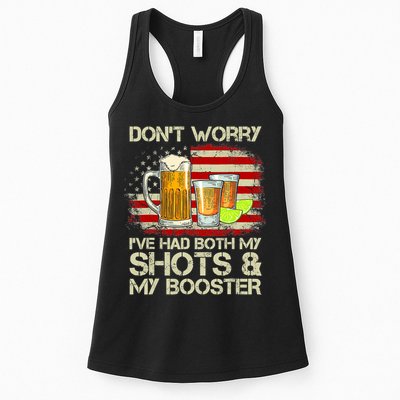 Don't Worry I've Had Both My Shots And Booster American Flag Womens Tank Top
