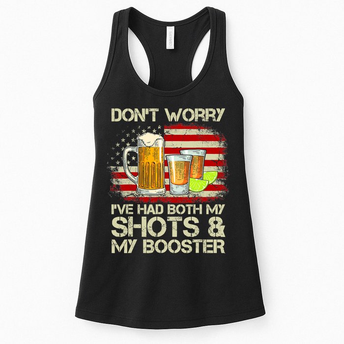 Don't Worry I've Had Both My Shots And Booster American Flag Womens Tank Top