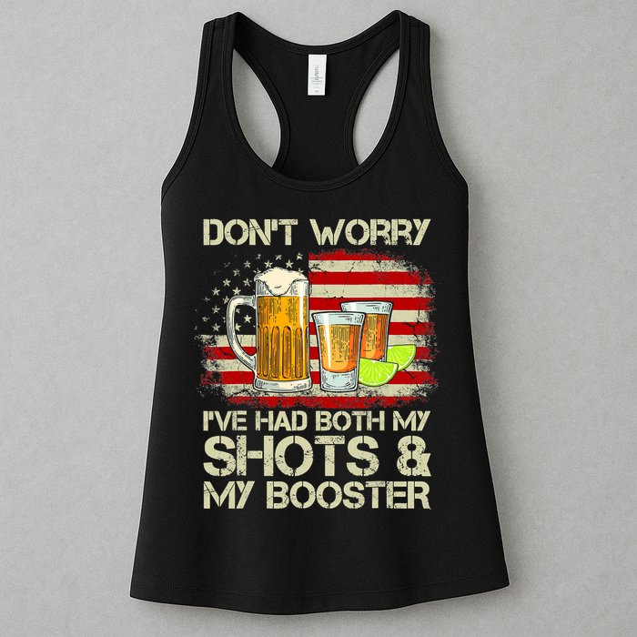 Don't Worry I've Had Both My Shots And Booster American Flag Womens Tank Top