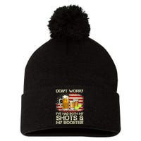 Don't Worry I've Had Both My Shots And Booster American Flag Pom Pom 12in Knit Beanie