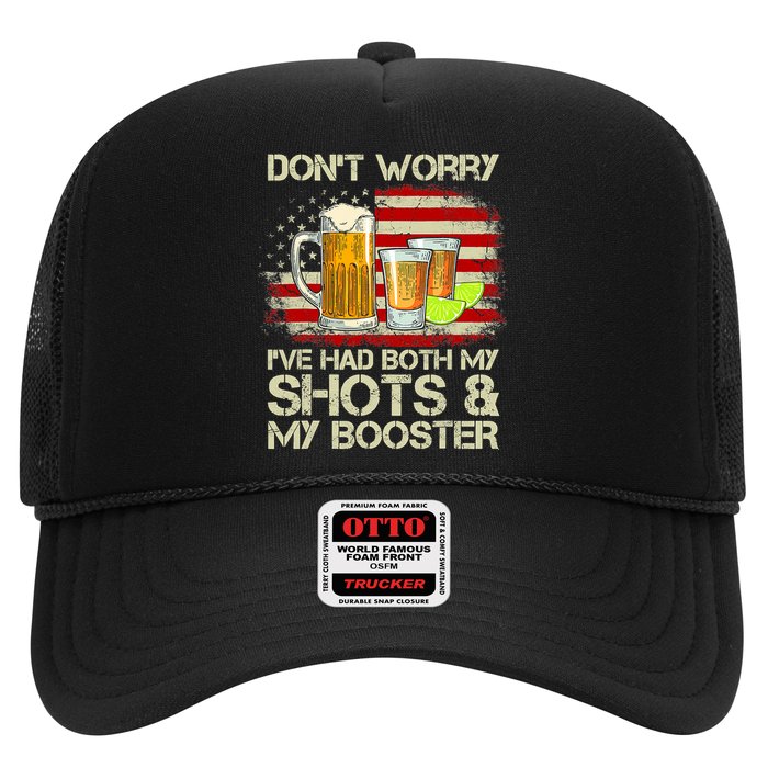 Don't Worry I've Had Both My Shots And Booster American Flag Trucker Hat
