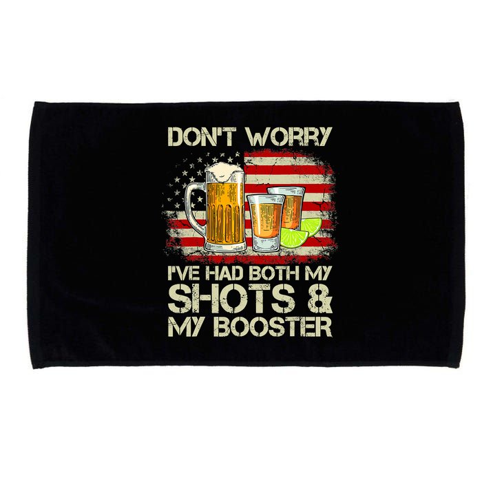 Don't Worry I've Had Both My Shots And Booster American Flag Microfiber Hand Towel