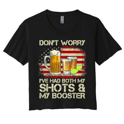 Don't Worry I've Had Both My Shots And Booster American Flag Crop Top