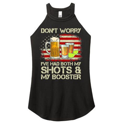 Don't Worry I've Had Both My Shots And Booster American Flag Women's Perfect Tri Rocker Tank
