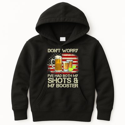 Don't Worry I've Had Both My Shots And Booster American Flag Kids Hoodie