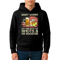 Don't Worry I've Had Both My Shots And Booster American Flag Kids Hoodie