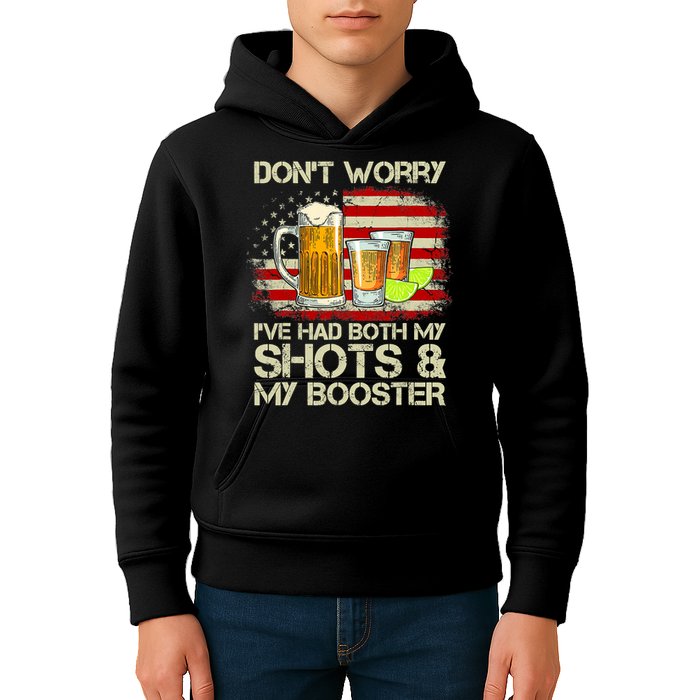 Don't Worry I've Had Both My Shots And Booster American Flag Kids Hoodie