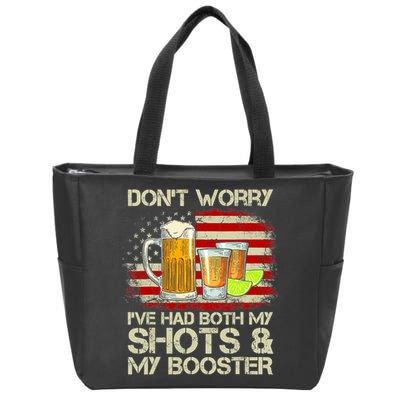 Don't Worry I've Had Both My Shots And Booster American Flag Zip Tote Bag