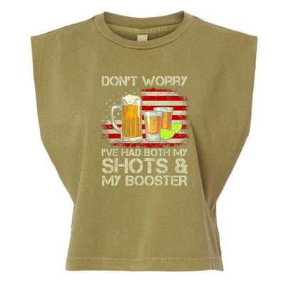 Don't Worry I've Had Both My Shots And Booster American Flag Garment-Dyed Women's Muscle Tee