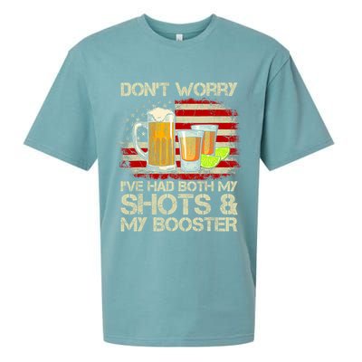 Don't Worry I've Had Both My Shots And Booster American Flag Sueded Cloud Jersey T-Shirt