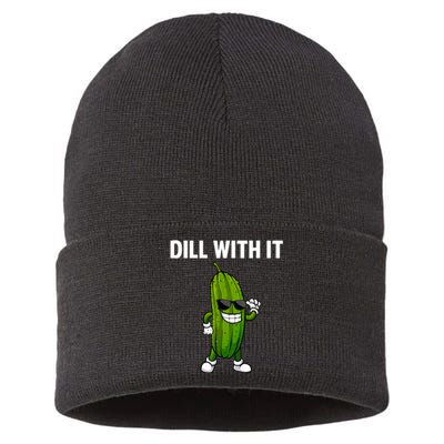 Dill With It Funny For Pickles Lover Sustainable Knit Beanie