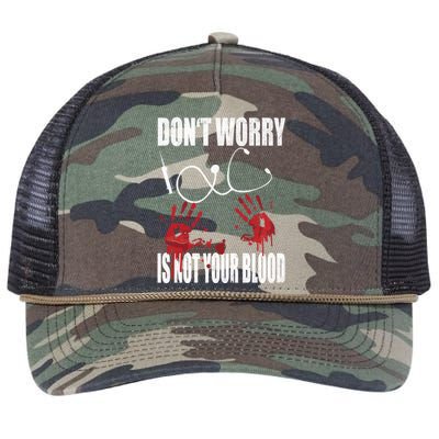 Don't Worry Is Not Your Blood Halloween Nurse Gift Retro Rope Trucker Hat Cap