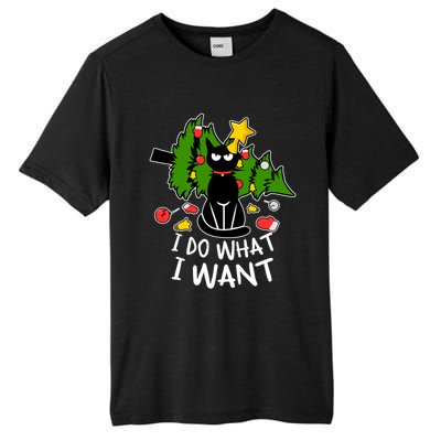 Do What I Want Funny Black Cat Christmas Tree Cat Lady Humor Gift Tall Fusion ChromaSoft Performance T-Shirt