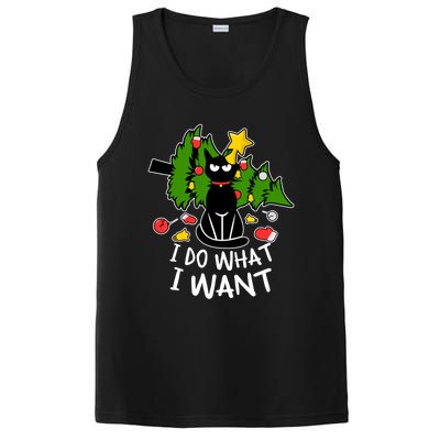 Do What I Want Funny Black Cat Christmas Tree Cat Lady Humor Gift PosiCharge Competitor Tank