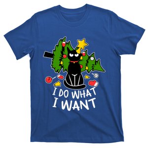 Do What I Want Funny Black Cat Christmas Tree Cat Lady Humor Gift T-Shirt