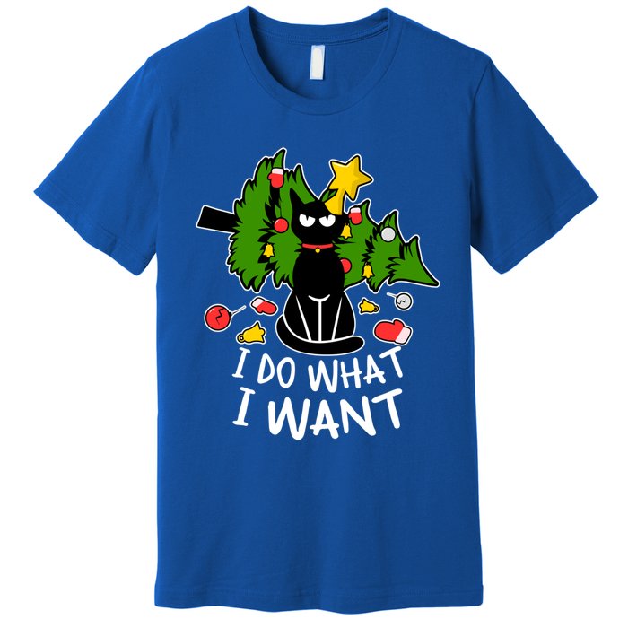 Do What I Want Funny Black Cat Christmas Tree Cat Lady Humor Gift Premium T-Shirt