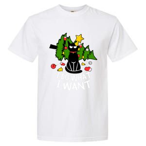 Do What I Want Funny Black Cat Christmas Tree Cat Lady Humor Gift Garment-Dyed Heavyweight T-Shirt