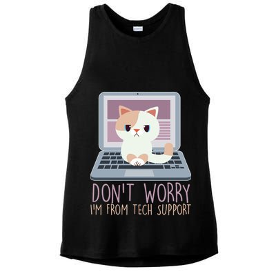 Don't Worry I'm From Tech Support Computer Cat Ladies PosiCharge Tri-Blend Wicking Tank