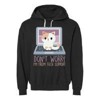 Don't Worry I'm From Tech Support Computer Cat Garment-Dyed Fleece Hoodie