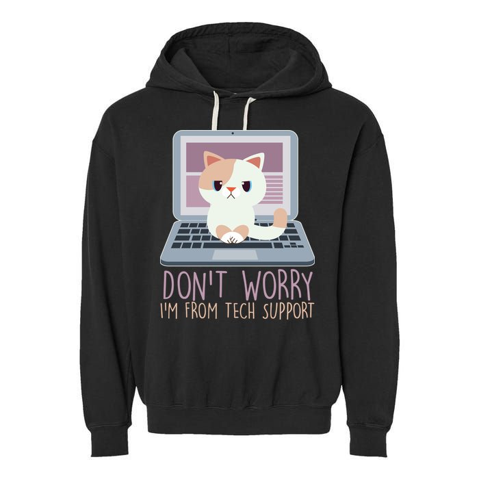 Don't Worry I'm From Tech Support Computer Cat Garment-Dyed Fleece Hoodie